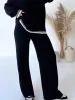Contrast Trim Round Neck Top and Pants Sweater Set sold by Charming Charlie