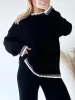 Contrast Trim Round Neck Top and Pants Sweater Set sold by Charming Charlie