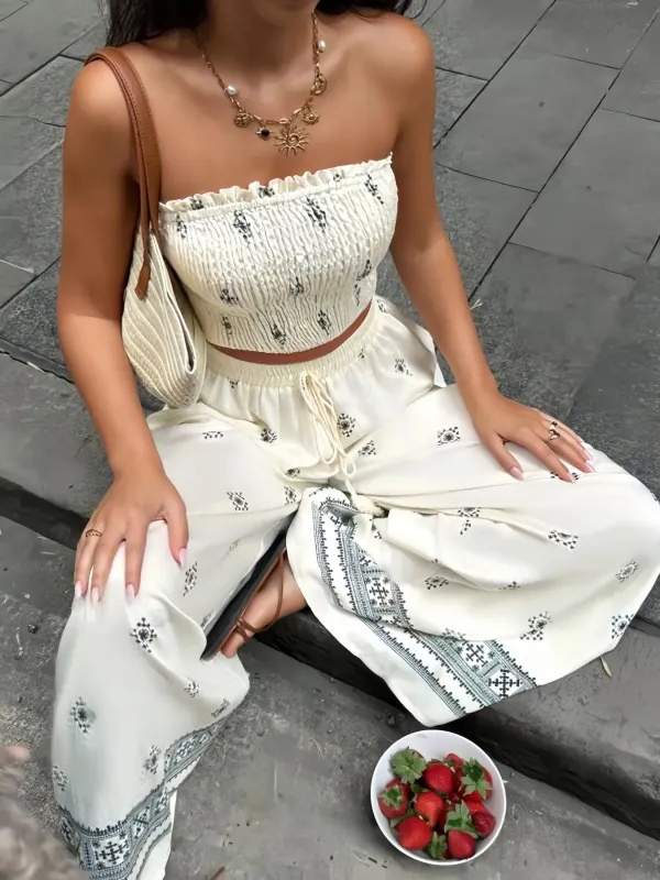 Smocked Tube Top and Pants Set sold by Charming Charlie