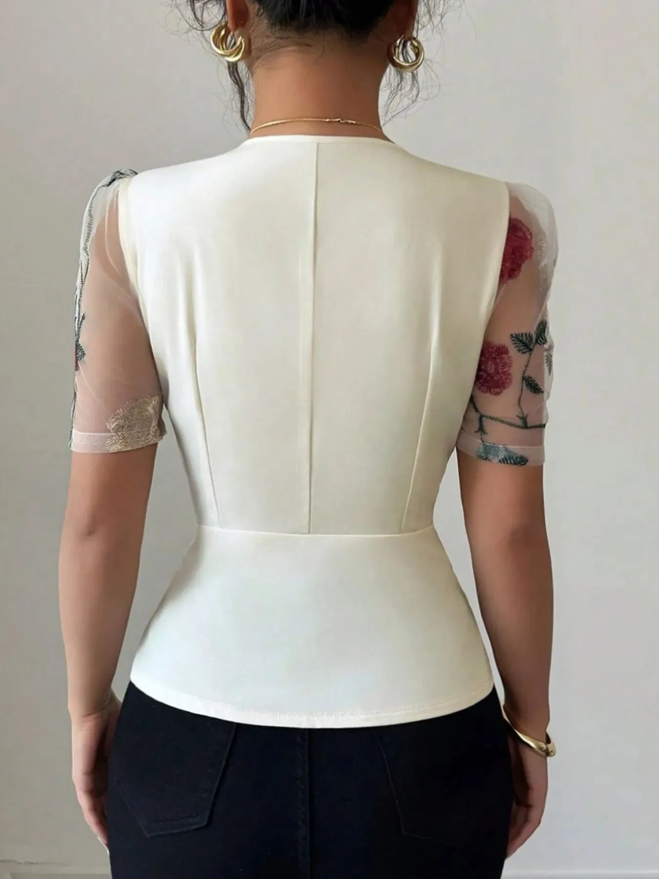 Floral Print V-Neck Button-Up Shirt sold by Charming Charlie product image thumbnail 2