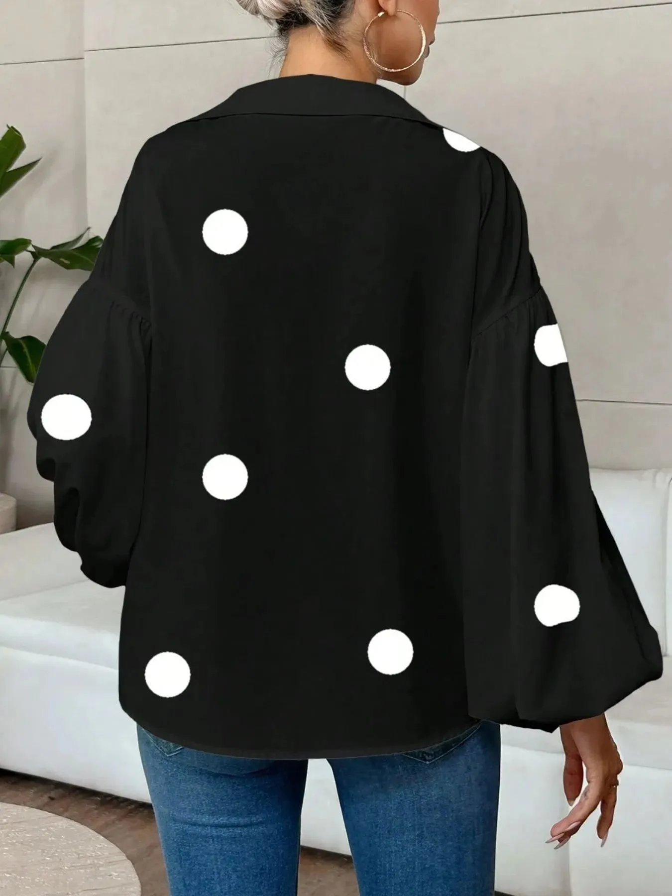 Polka Dot Balloon Sleeve Blouse sold by Charming Charlie product image thumbnail 4