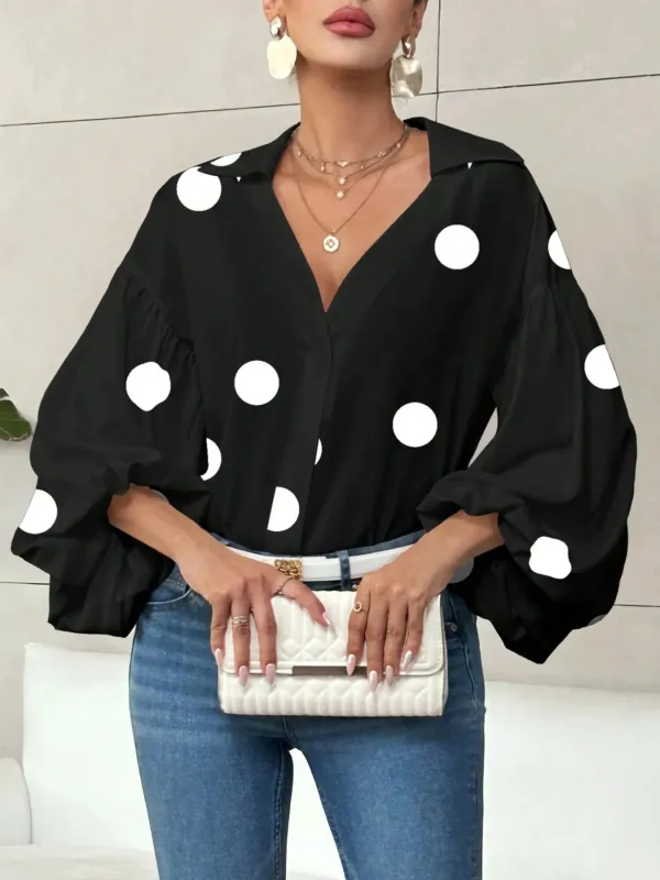Polka Dot Balloon Sleeve Blouse sold by Charming Charlie