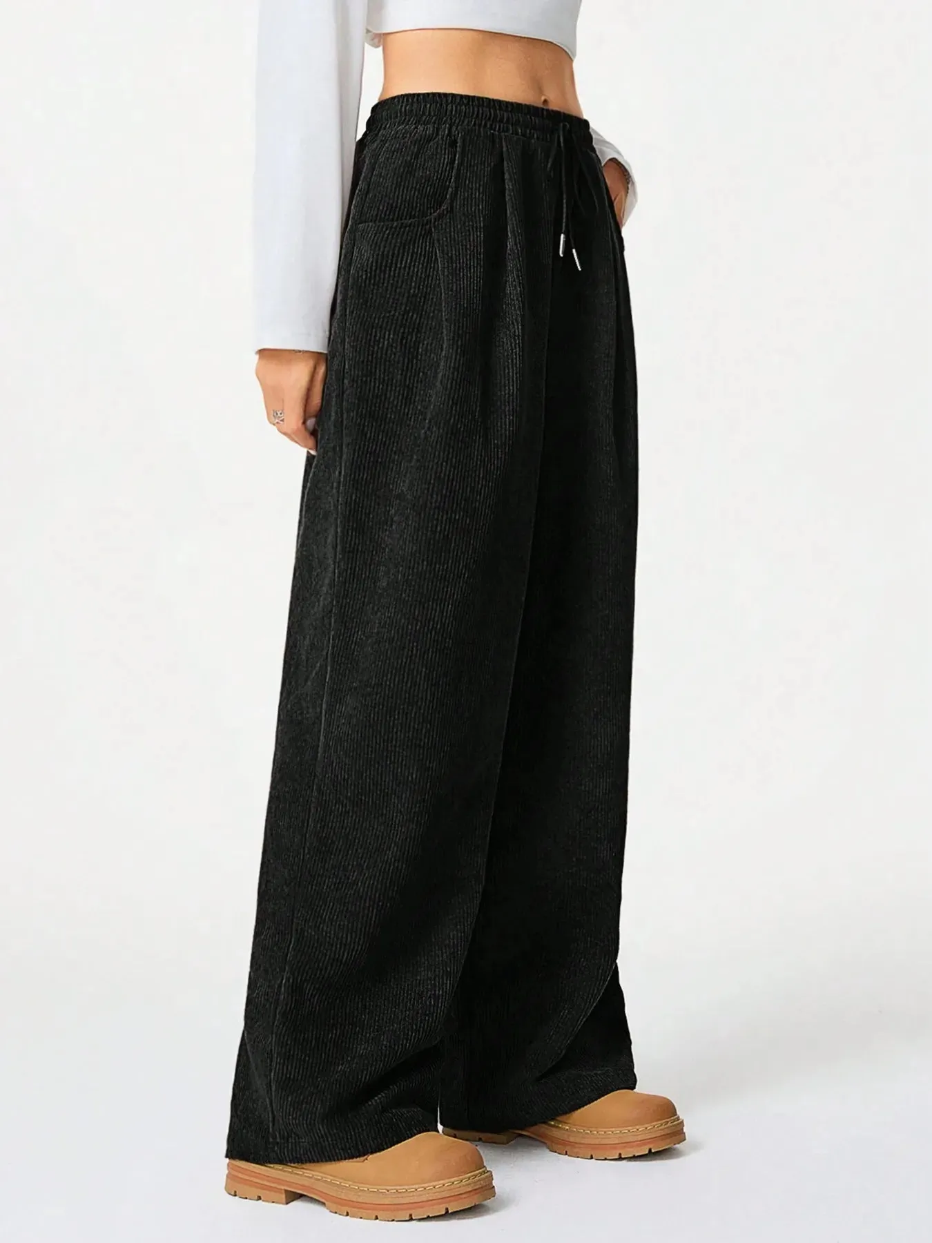 Drawstring Wide Leg Pants sold by Charming Charlie product image thumbnail 4