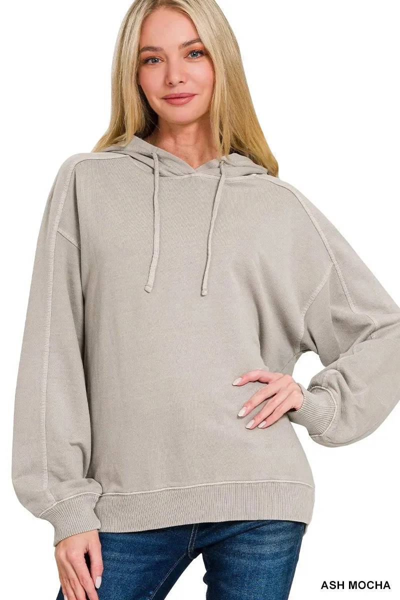 Zenana French Terry Pigment Dye & Enzyme Washing Hoodie sold by Charming Charlie