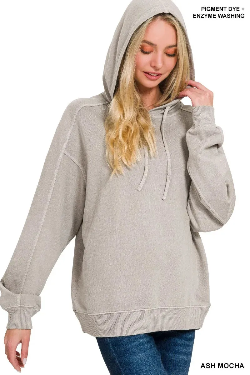 Zenana French Terry Pigment Dye & Enzyme Washing Hoodie sold by Charming Charlie product image thumbnail 2