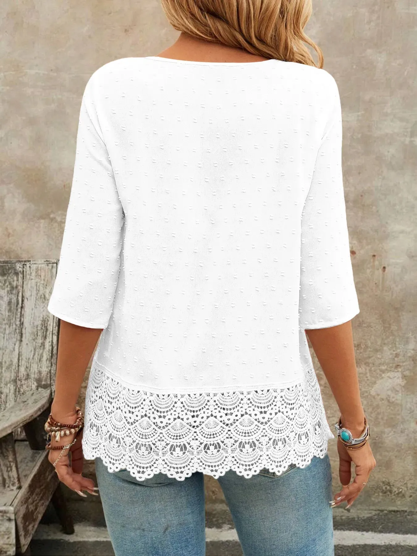Lace Hem V-Neck Blouse sold by Charming Charlie product image thumbnail 5