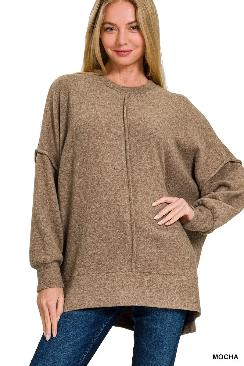 Zenana Brushed Melange Hacci Oversized Sweater sold by Charming Charlie