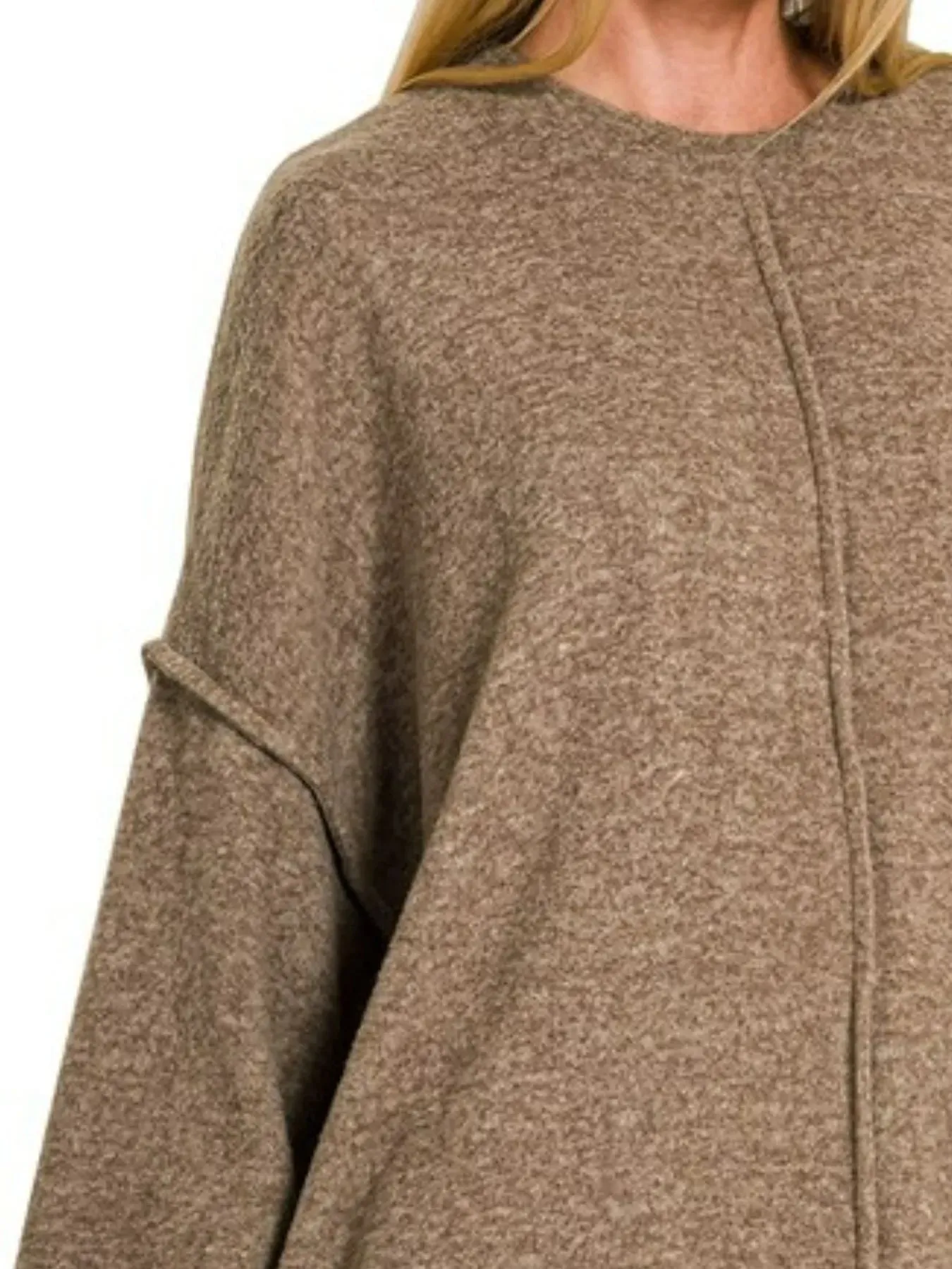 Zenana Brushed Melange Hacci Oversized Sweater sold by Charming Charlie product image thumbnail 3