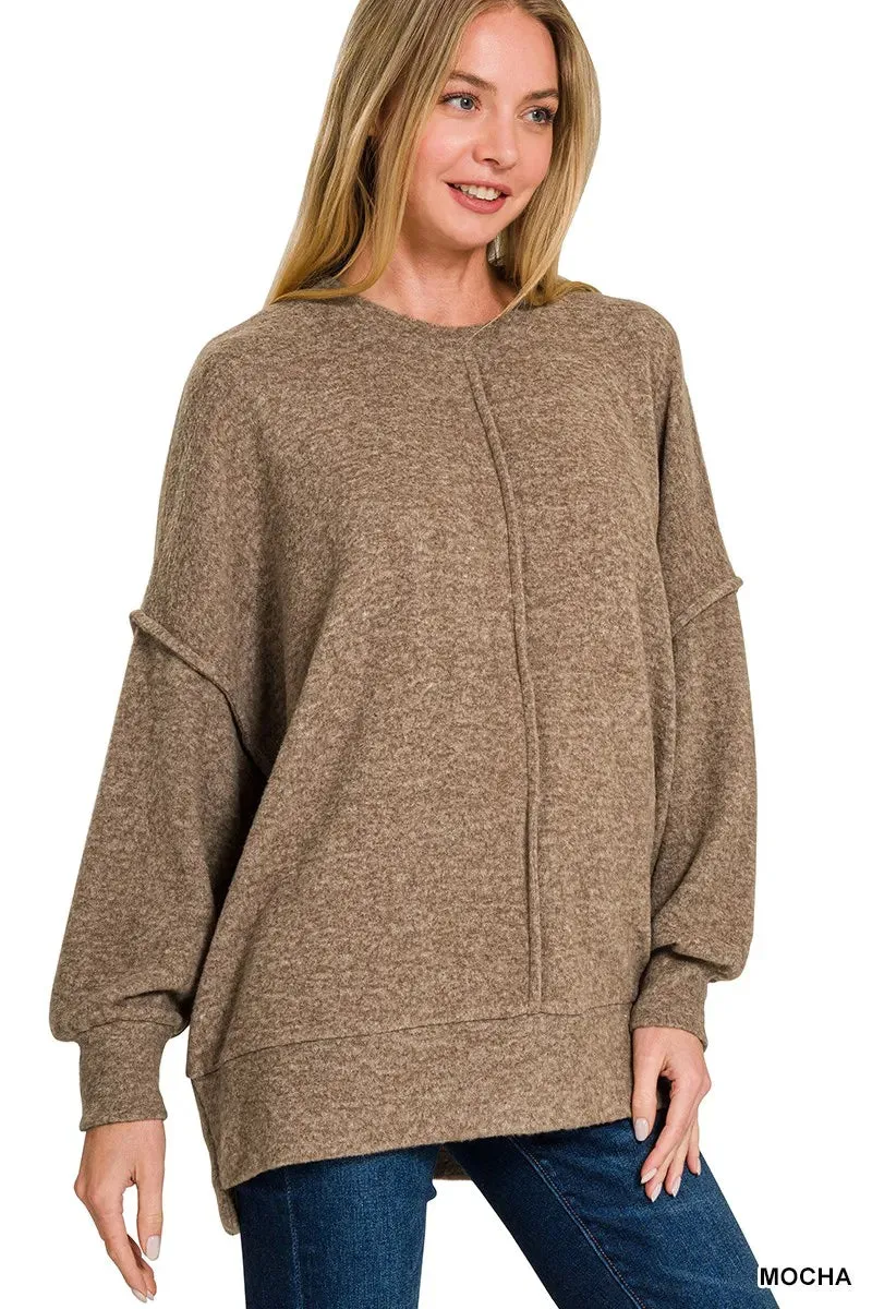 Zenana Brushed Melange Hacci Oversized Sweater sold by Charming Charlie product image thumbnail 2