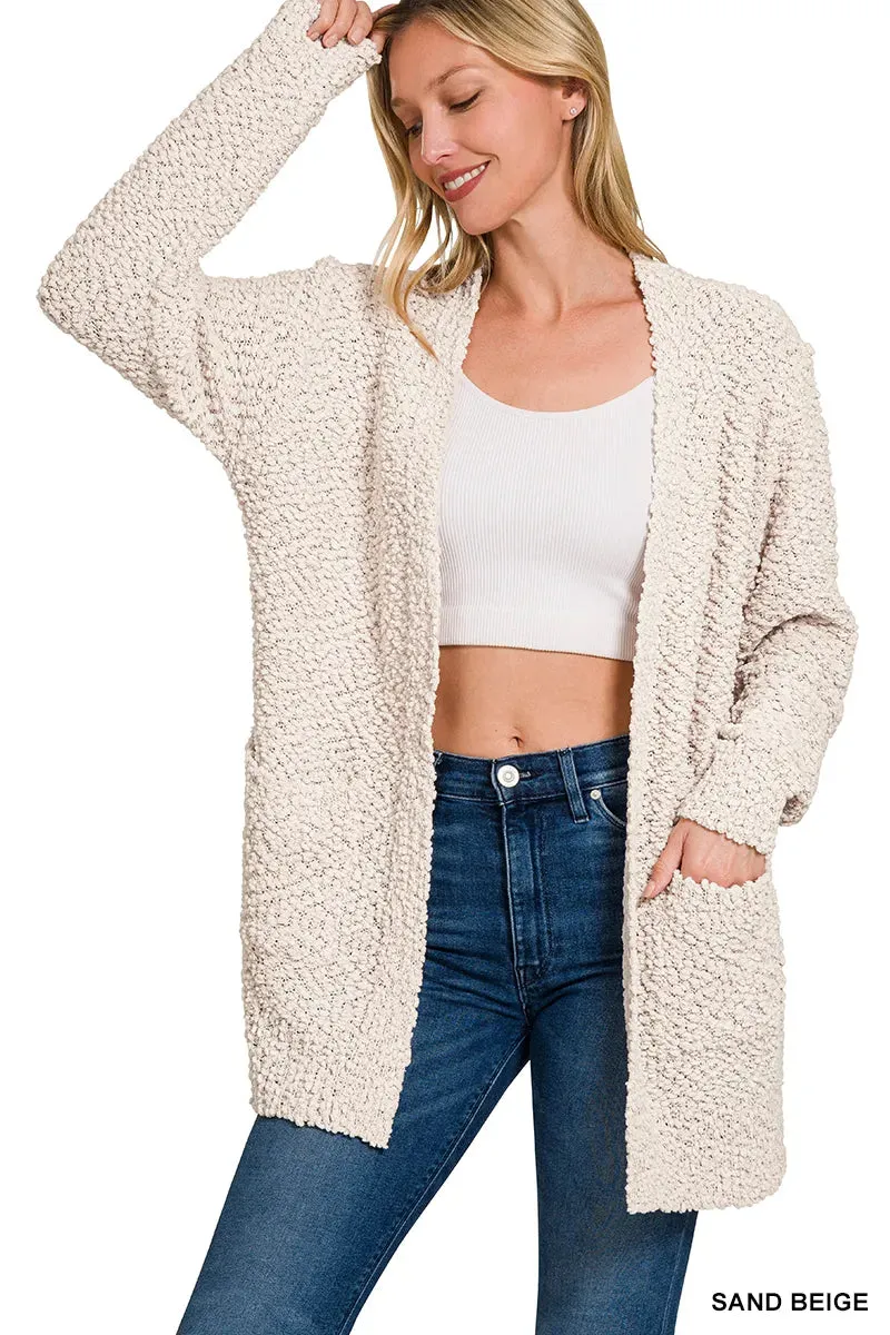 Zenana Long Sleeve Popcorn Sweater Cardigan with Pockets sold by Charming Charlie product image thumbnail 2