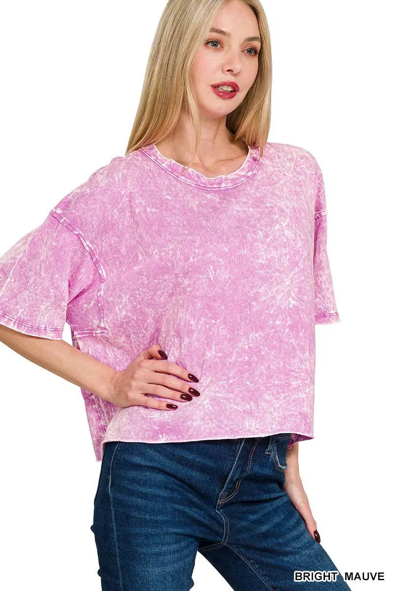Zenana Acid Crinkle-Washed Oversized T-Shirt sold by Charming Charlie