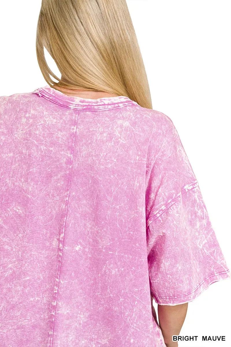 Zenana Acid Crinkle-Washed Oversized T-Shirt sold by Charming Charlie product image thumbnail 3