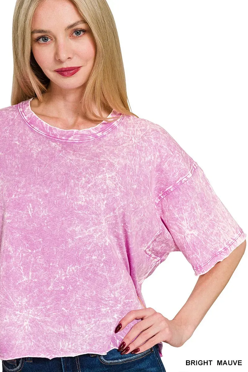 Zenana Acid Crinkle-Washed Oversized T-Shirt sold by Charming Charlie product image thumbnail 2