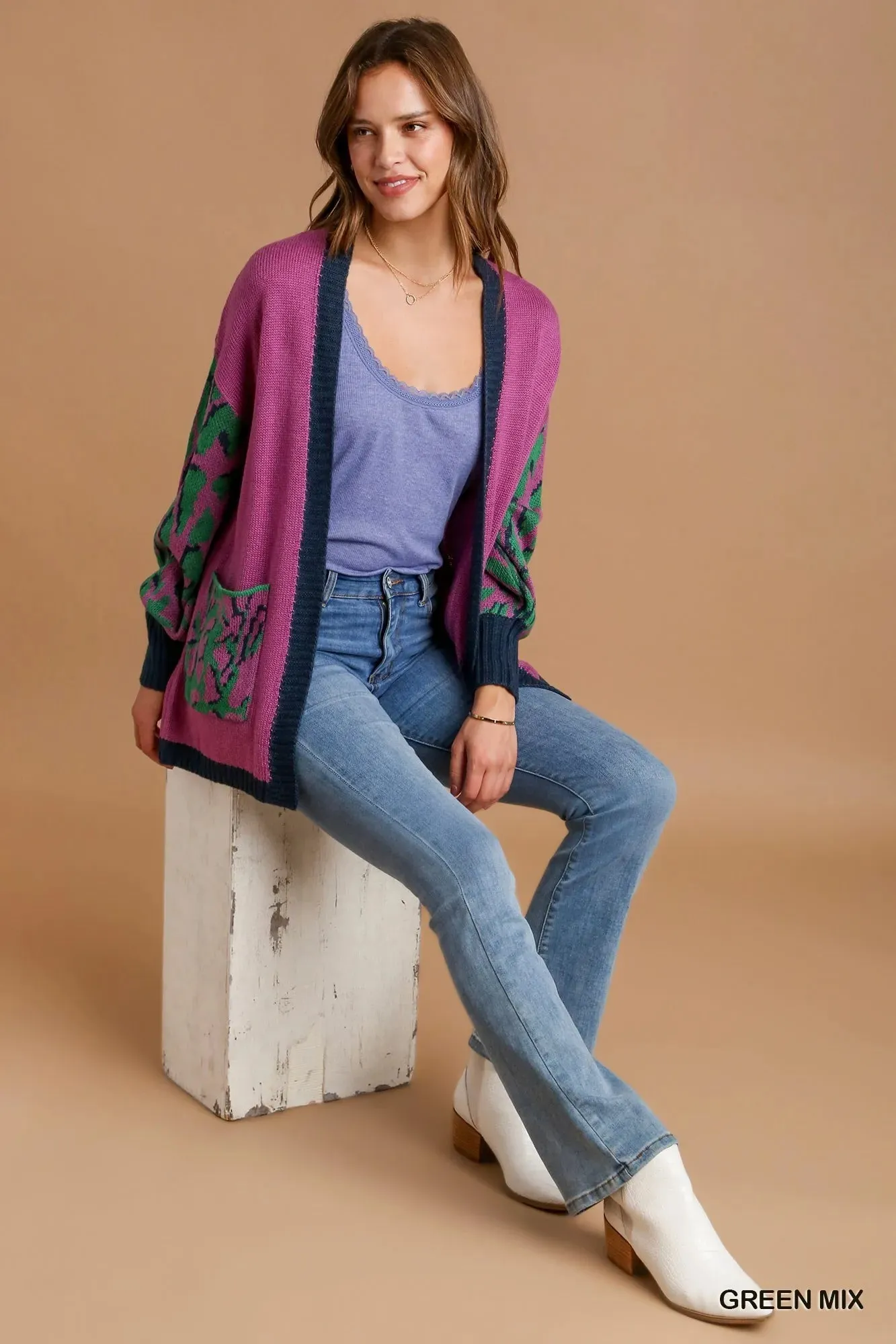 Umgee Animal Print Open Front Sweater Cardigan sold by Charming Charlie product image thumbnail 5