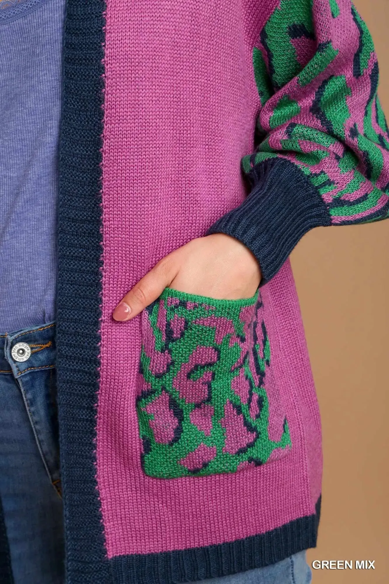 Umgee Animal Print Open Front Sweater Cardigan sold by Charming Charlie product image thumbnail 4