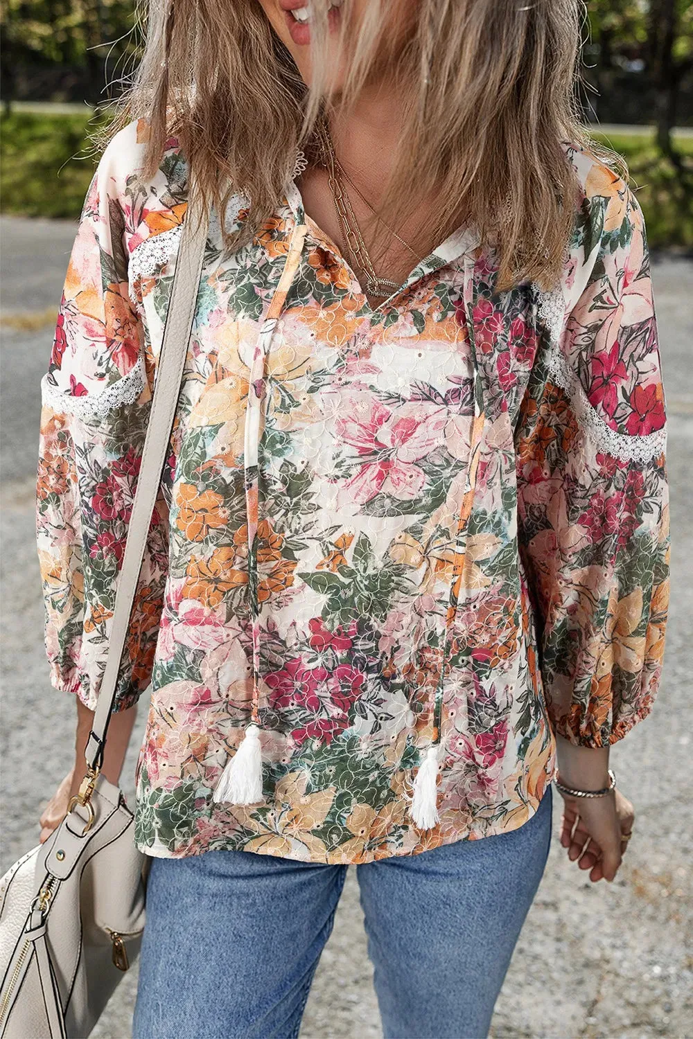 Floral Print Tie Neck Blouse sold by Charming Charlie product image thumbnail 3