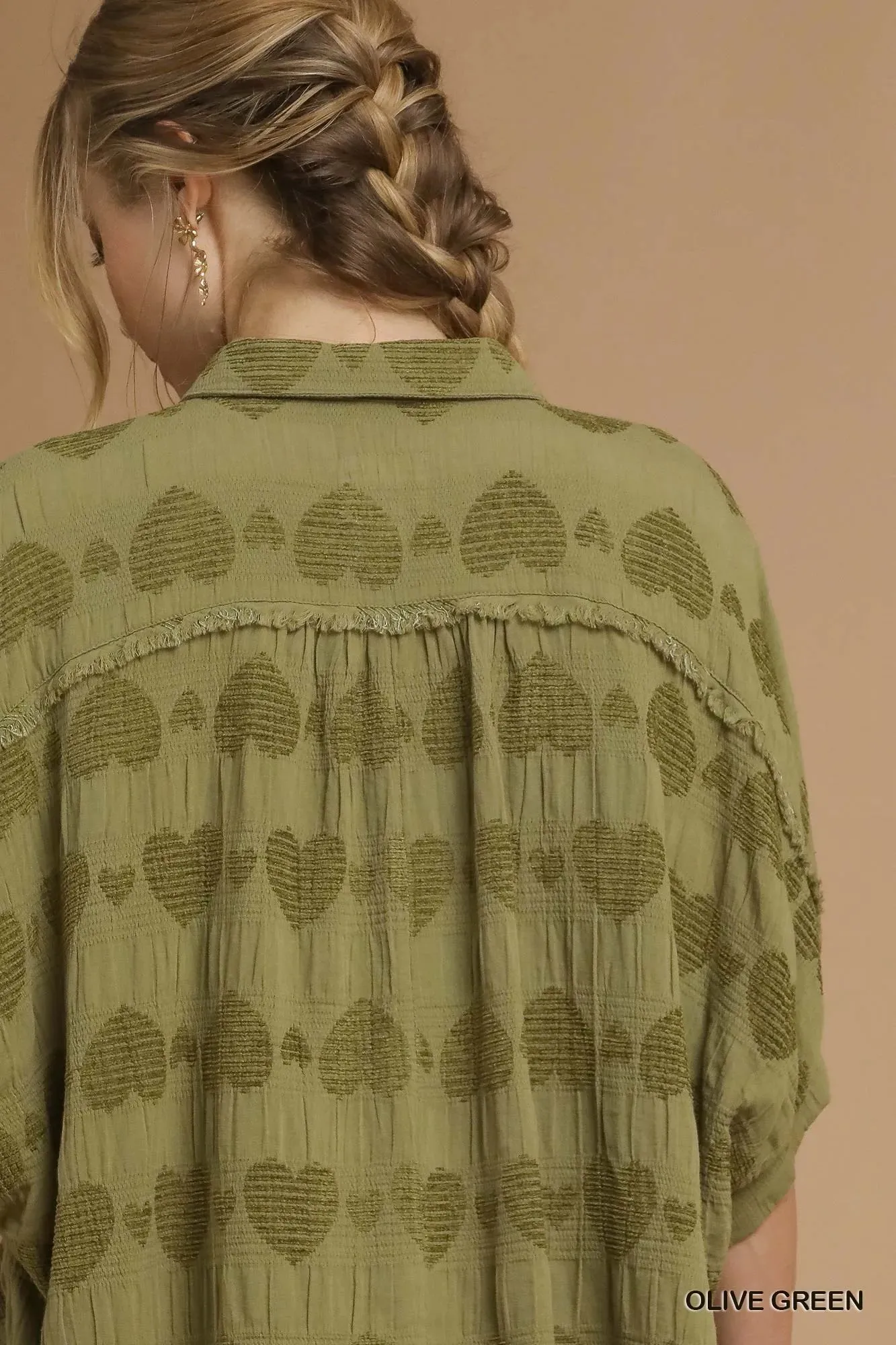 Umgee Jacquard Heart Collared Shirt sold by Charming Charlie product image thumbnail 5