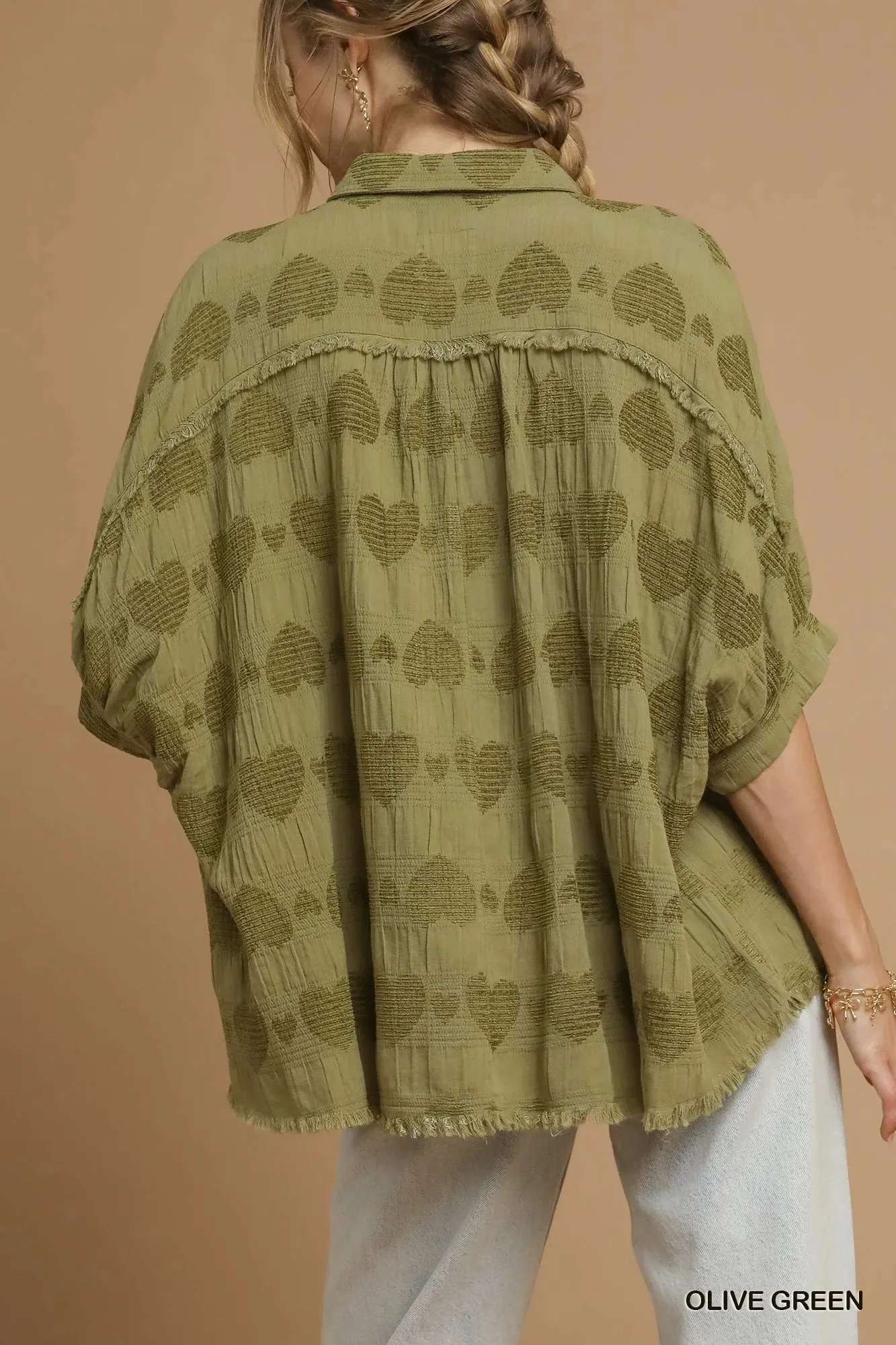 Umgee Jacquard Heart Collared Shirt sold by Charming Charlie product image thumbnail 4