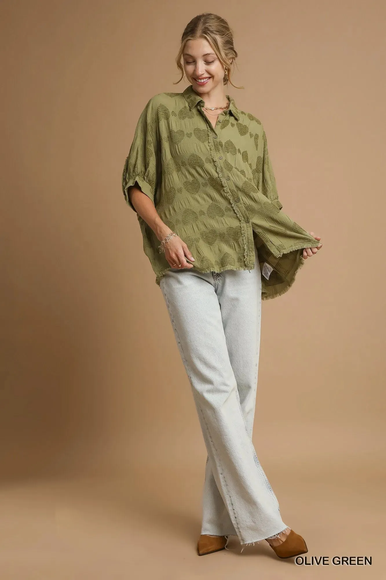 Umgee Jacquard Heart Collared Shirt sold by Charming Charlie product image thumbnail 2