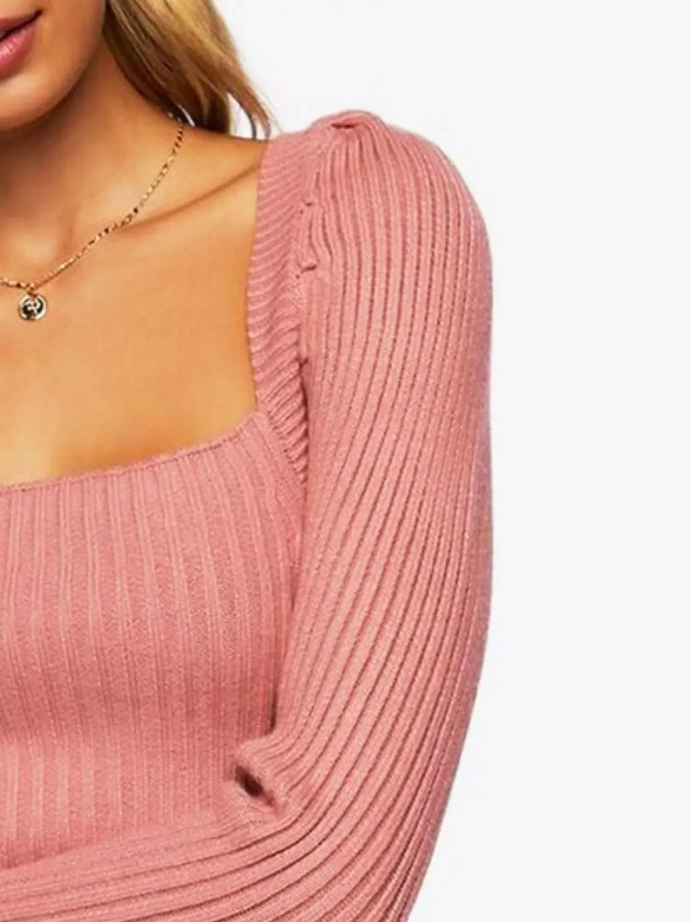 Ribbed Square Neck Long Sleeve Sweater sold by Charming Charlie product image thumbnail 5