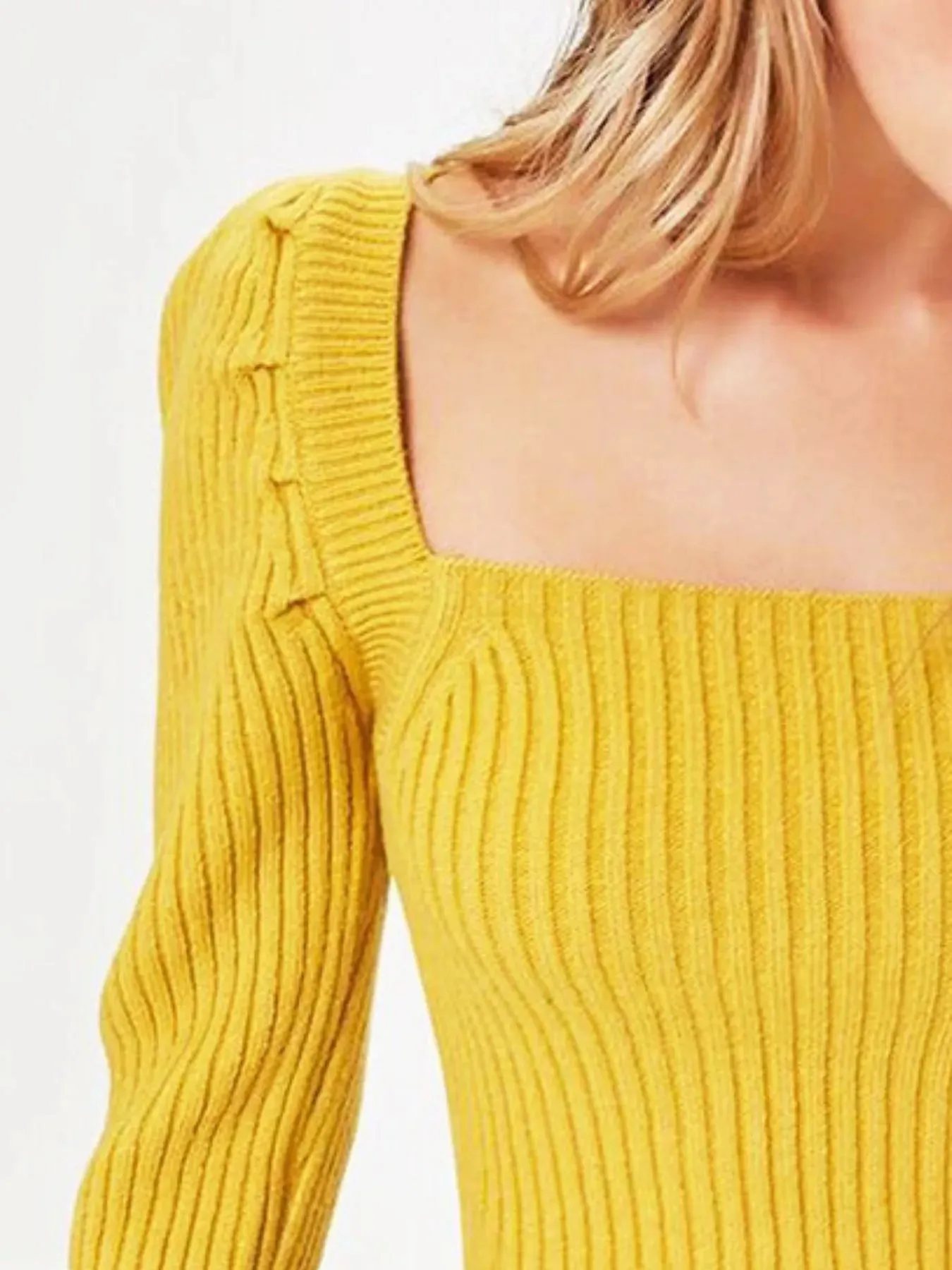 Ribbed Square Neck Long Sleeve Sweater sold by Charming Charlie product image thumbnail 2