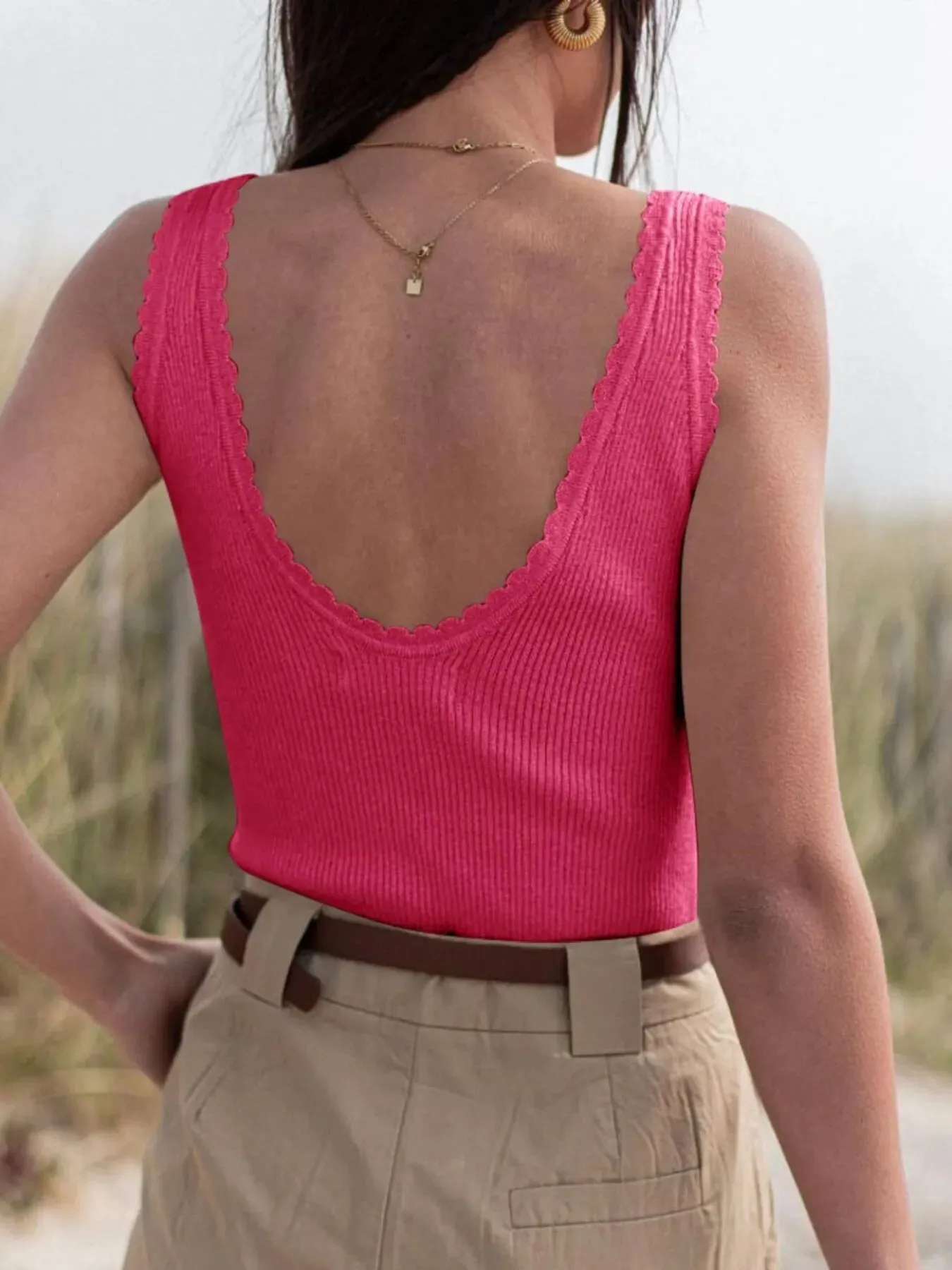 Ribbed Scoop Neck Tank Top sold by Charming Charlie product image thumbnail 3