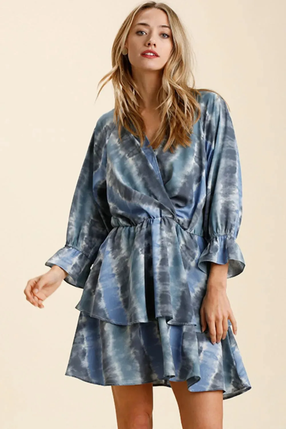 Umgee Tie Dye Ruffled Layered Dress with Elastic Waistband sold by Charming Charlie
