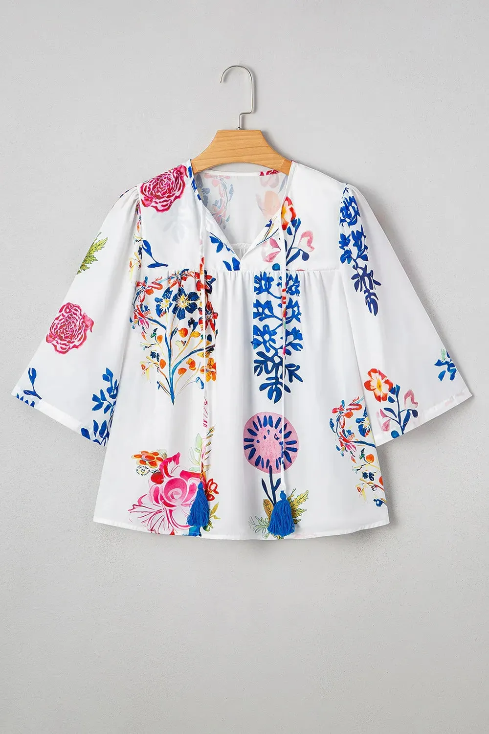 Printed Tie Neck 3/4 Sleeve Blouse sold by Charming Charlie product image thumbnail 2