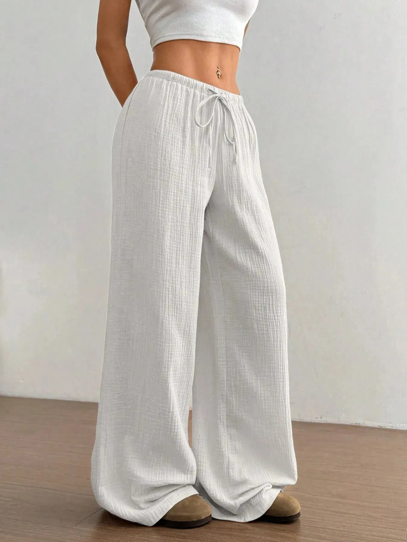 Drawstring Wide-Leg Casual Pants sold by Charming Charlie product image thumbnail 4