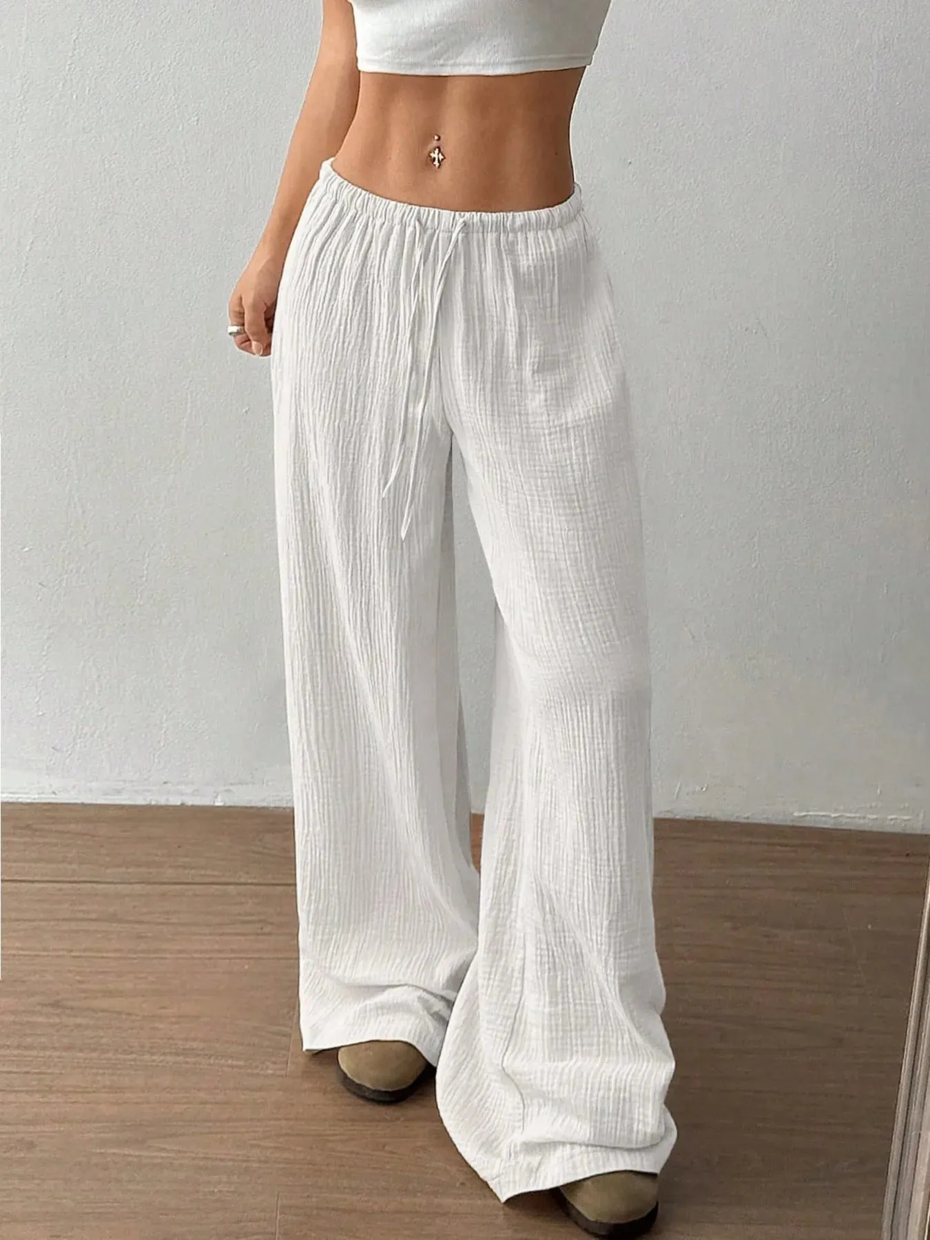Drawstring Wide-Leg Casual Pants sold by Charming Charlie