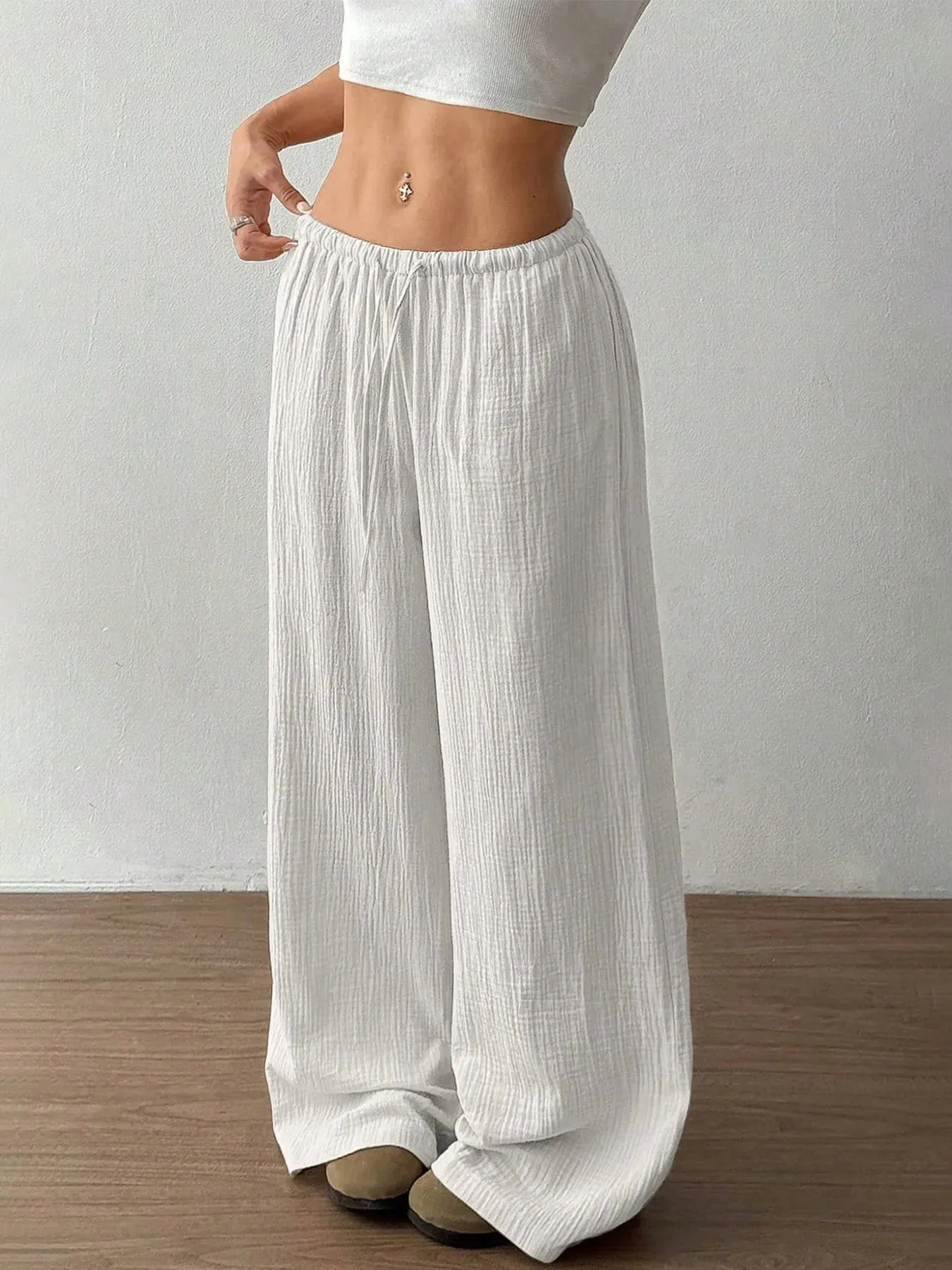 Drawstring Wide-Leg Casual Pants sold by Charming Charlie product image thumbnail 3