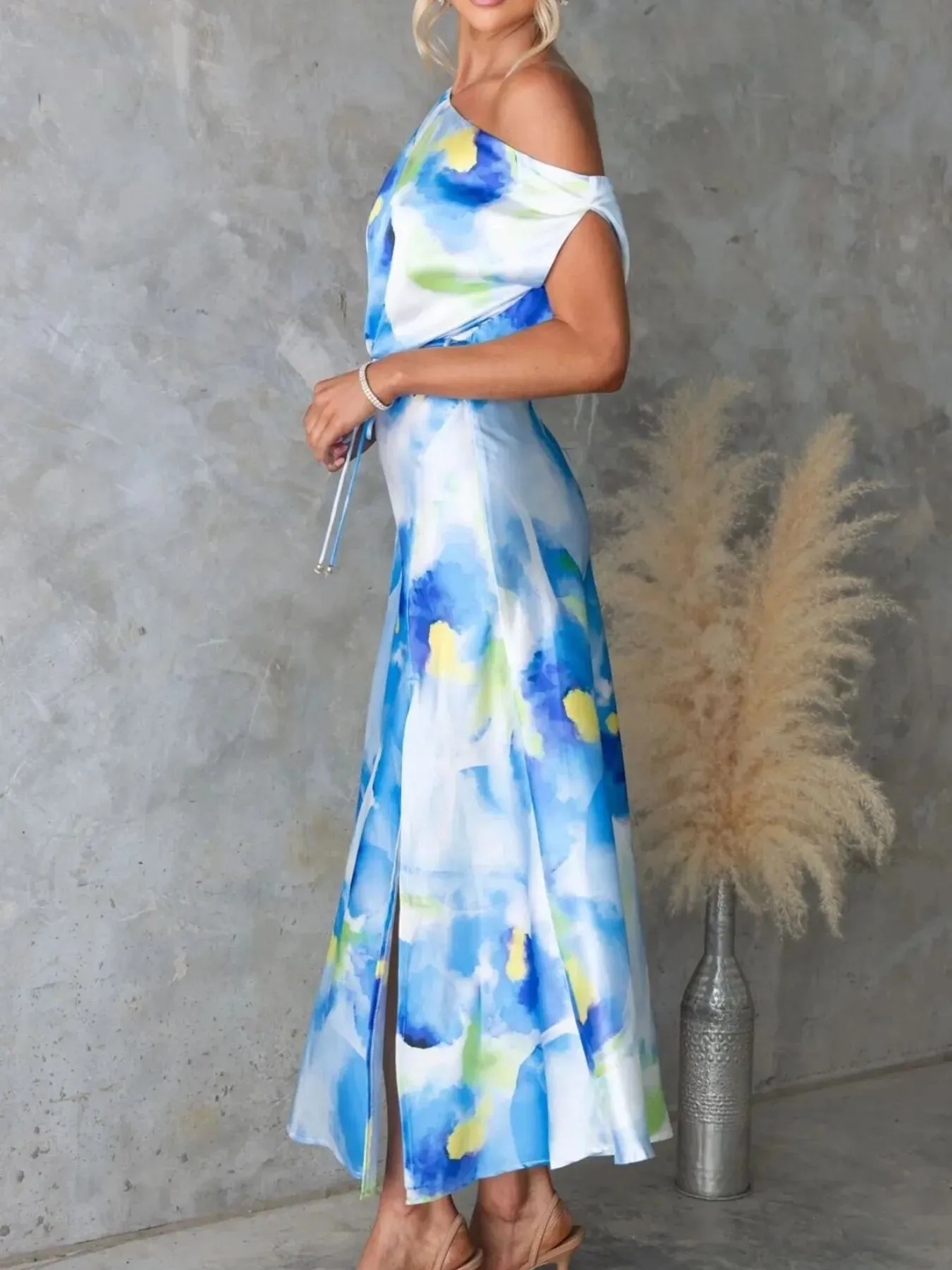 One Shoulder Printed Dress with Slit sold by Charming Charlie product image thumbnail 3