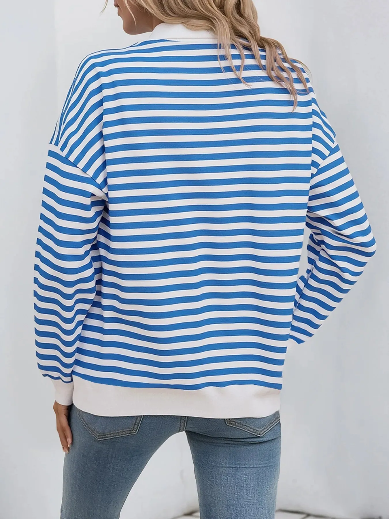 Striped Quarter Zip Long Sleeve Hoodie sold by Charming Charlie product image thumbnail 5