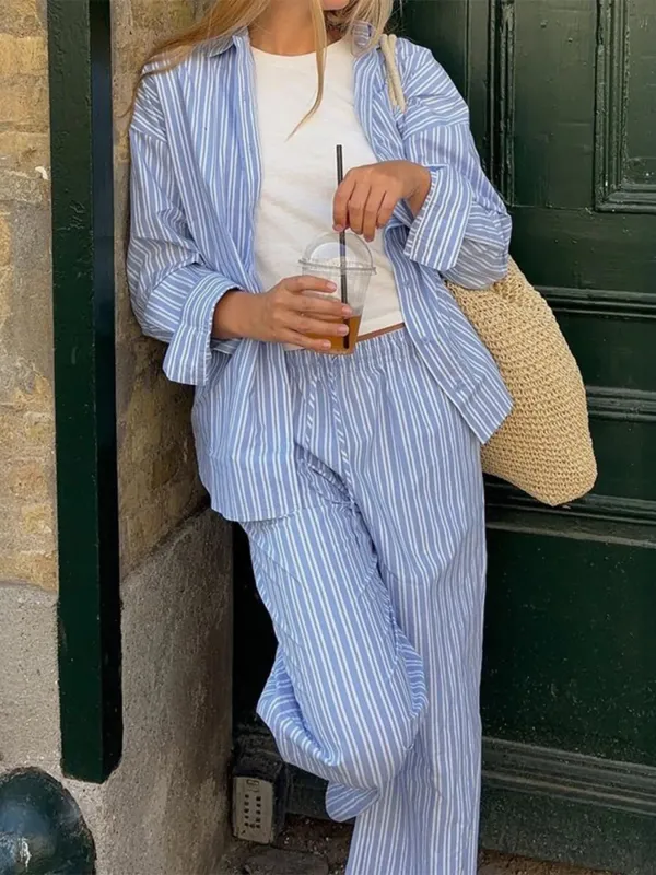 Striped Button Up Shirt and Pants Set sold by Charming Charlie