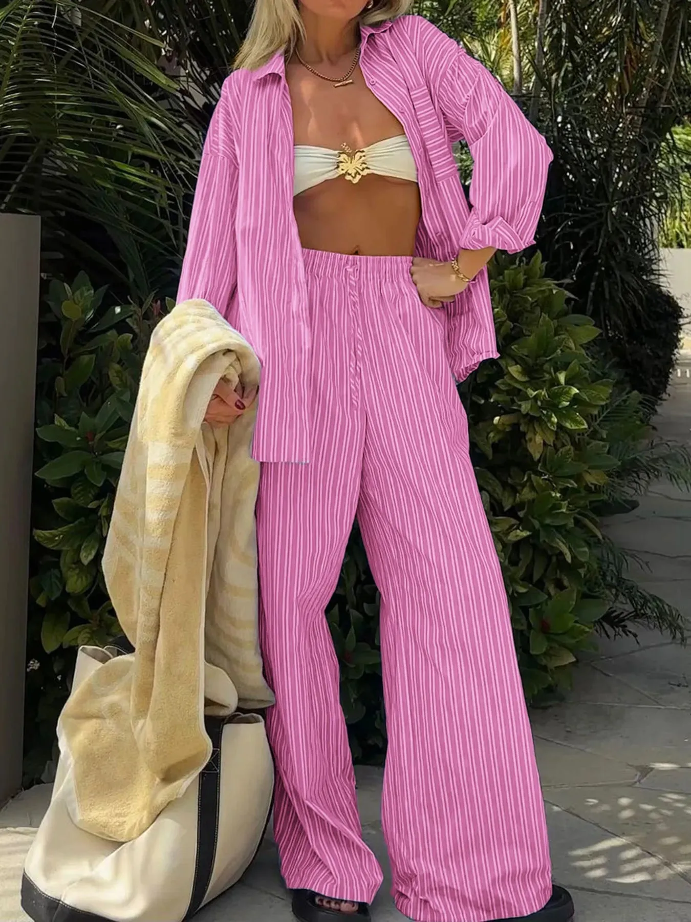 Striped Button Up Shirt and Pants Set sold by Charming Charlie product image thumbnail 4