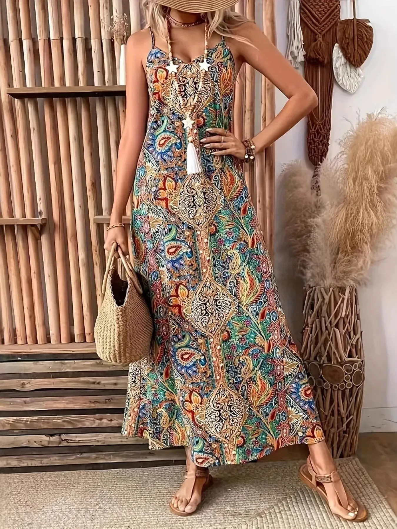 Paisley Print V-Neck Maxi Dress sold by Charming Charlie product image thumbnail 5
