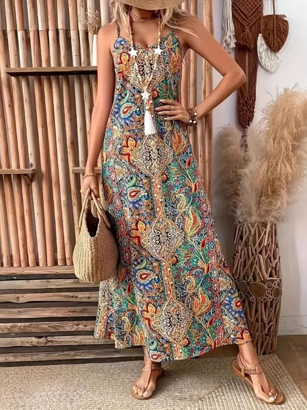 Paisley Print V-Neck Maxi Dress sold by Charming Charlie