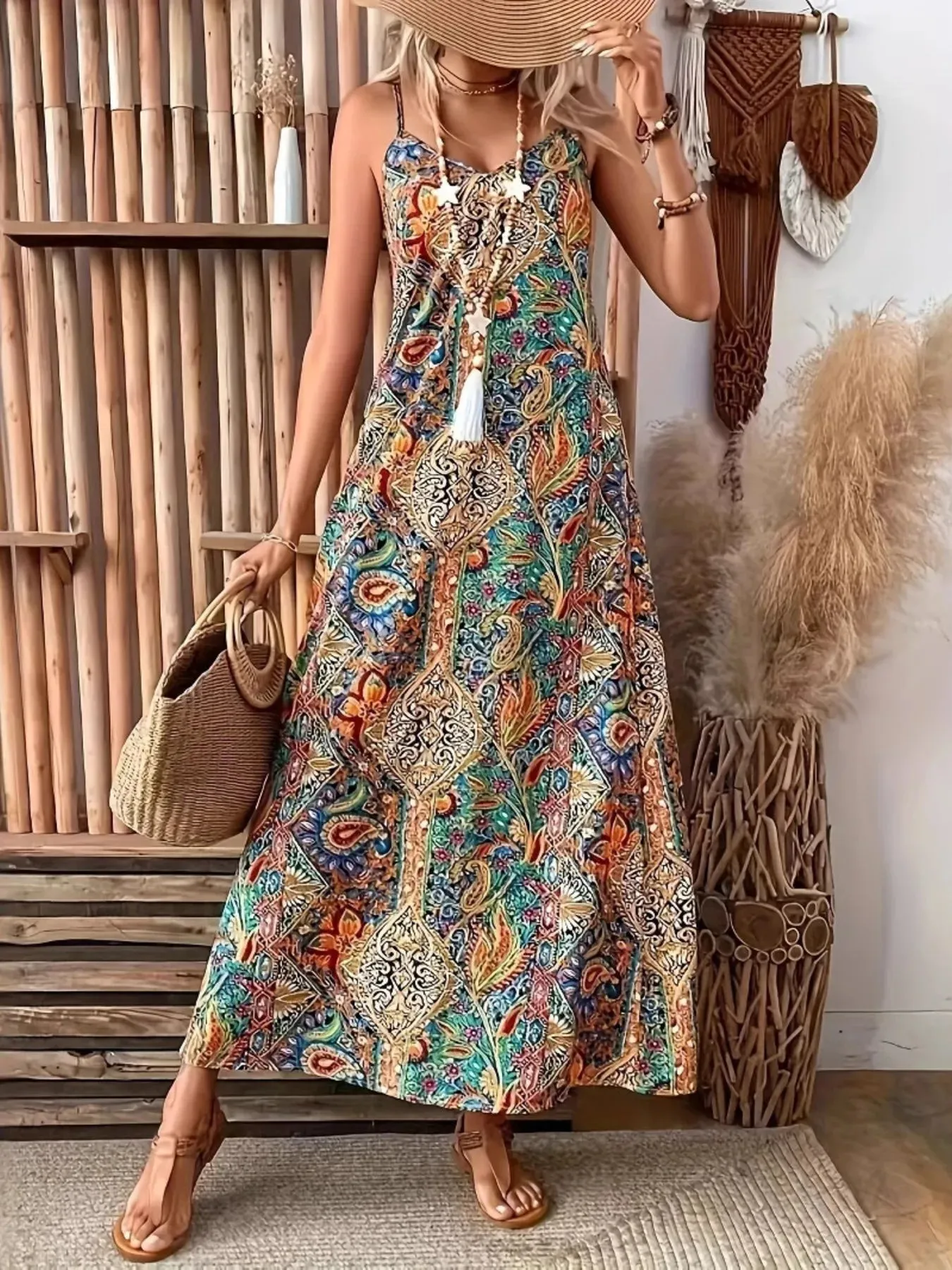 Paisley Print V-Neck Maxi Dress sold by Charming Charlie product image thumbnail 4