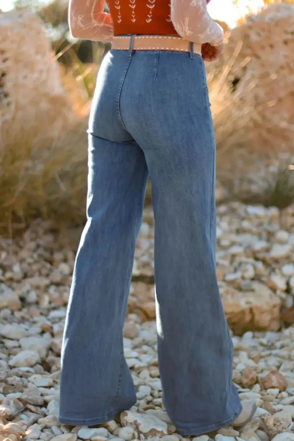 High-Waisted Wide-Leg Button-Front Jeans sold by Charming Charlie product image thumbnail 3