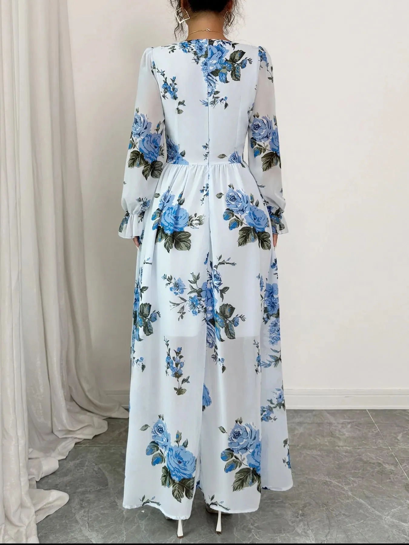 Floral Flounce Sleeve Maxi Dress sold by Charming Charlie product image thumbnail 5