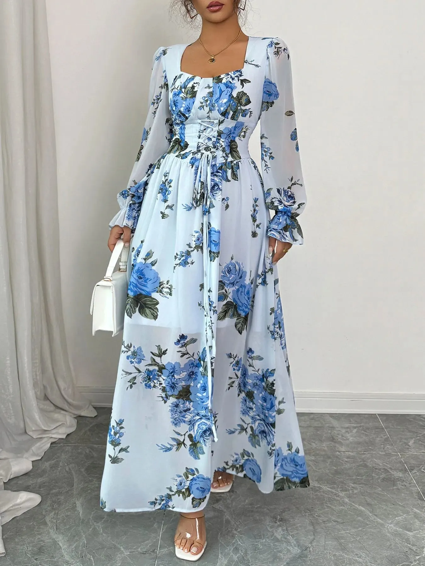Floral Flounce Sleeve Maxi Dress sold by Charming Charlie product image thumbnail 2