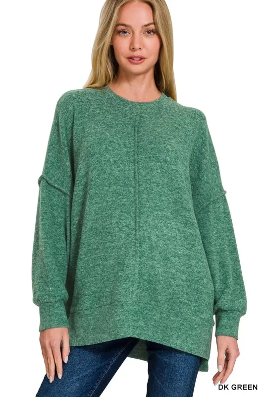Zenana Brushed Melange Hacci Oversized Sweater sold by Charming Charlie