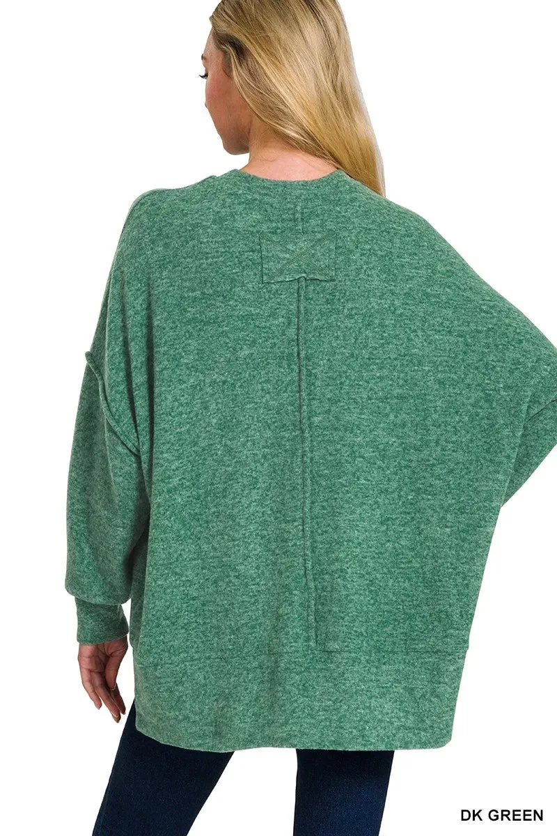 Zenana Brushed Melange Hacci Oversized Sweater sold by Charming Charlie product image thumbnail 2