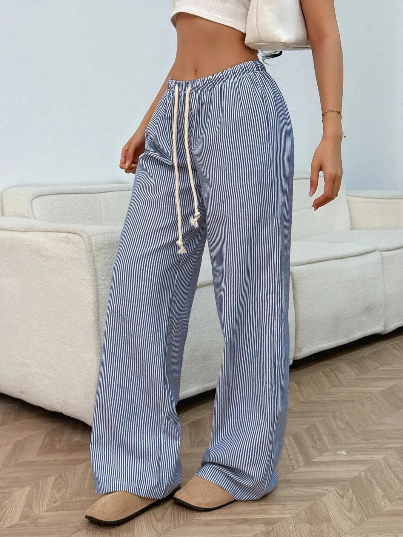 Drawstring Striped Wide Leg Pants sold by Charming Charlie product image thumbnail 3