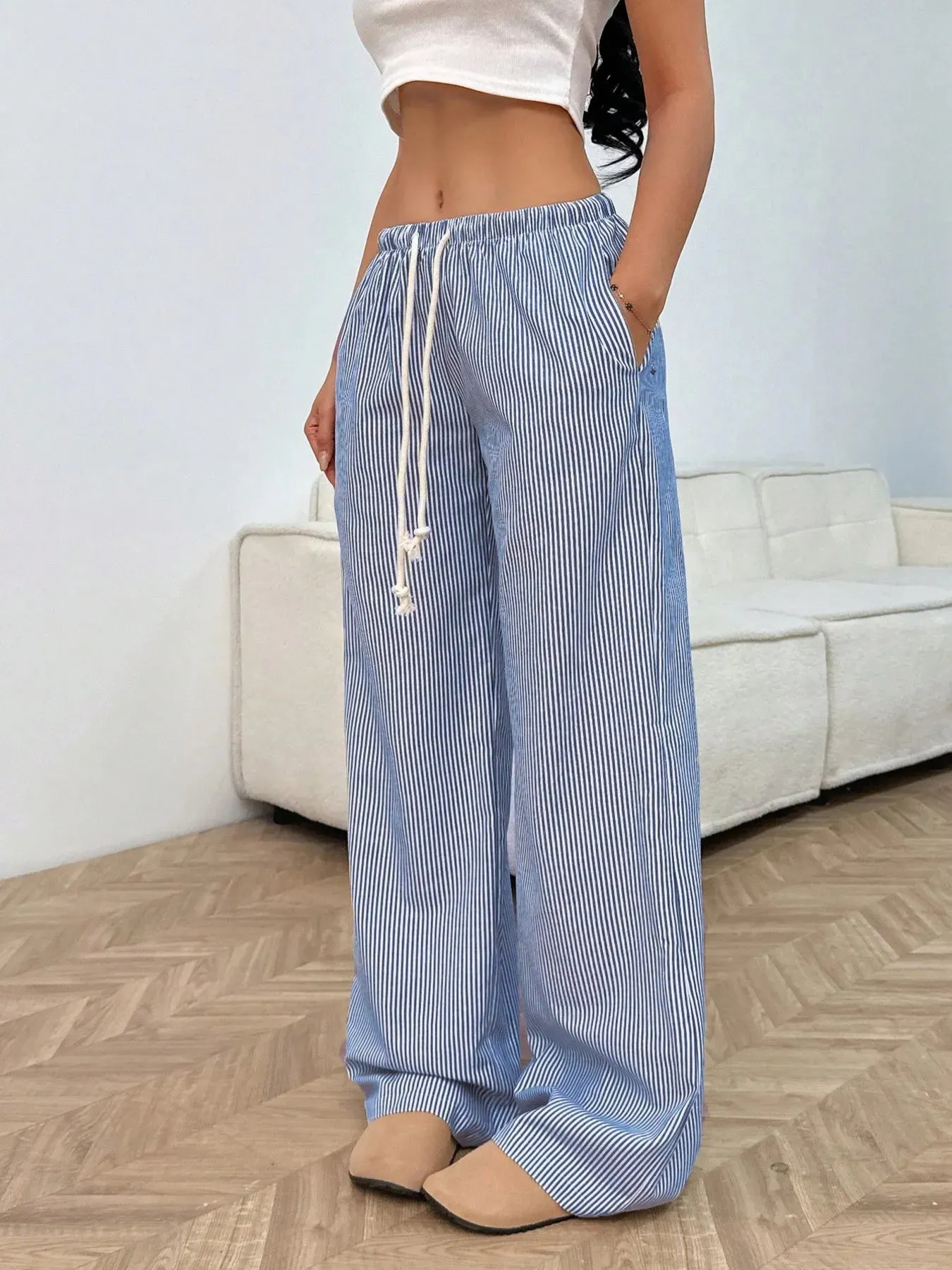 Drawstring Striped Wide Leg Pants sold by Charming Charlie product image thumbnail 4