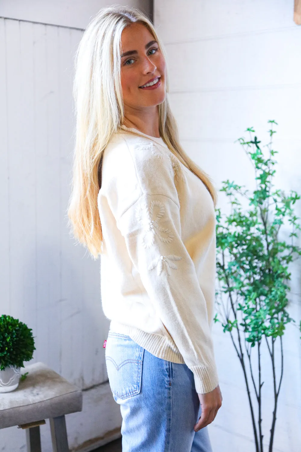 Mellow Musings Taupe Embroidered Sweater sold by Charming Charlie product image thumbnail 5