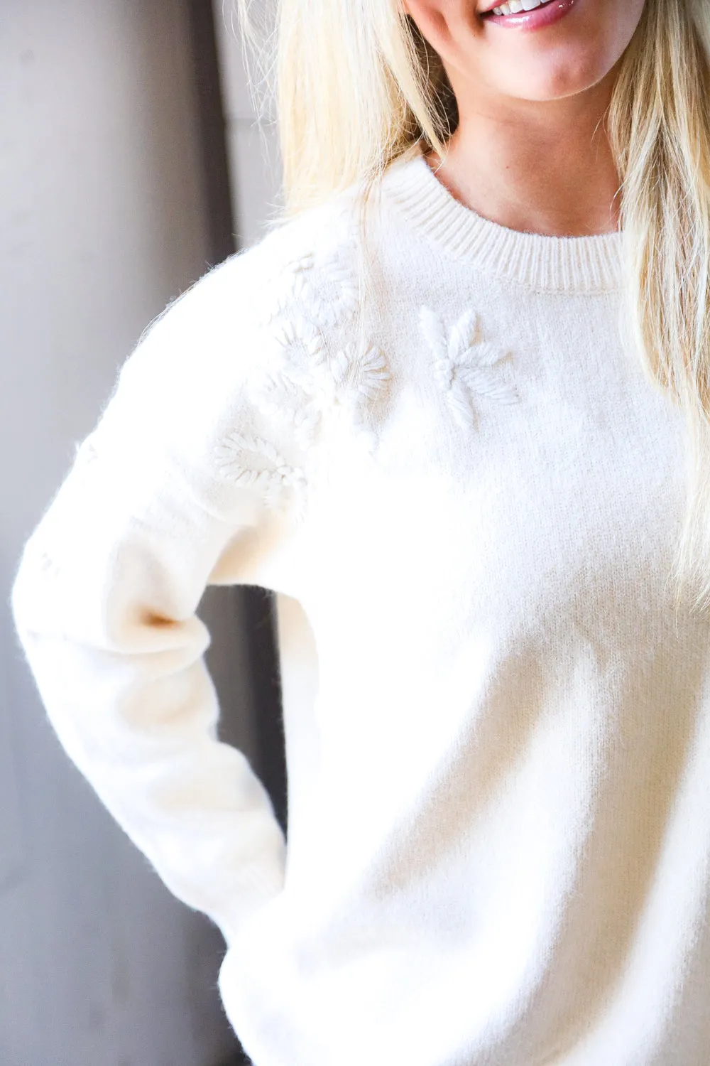 Mellow Musings Taupe Embroidered Sweater sold by Charming Charlie product image thumbnail 3