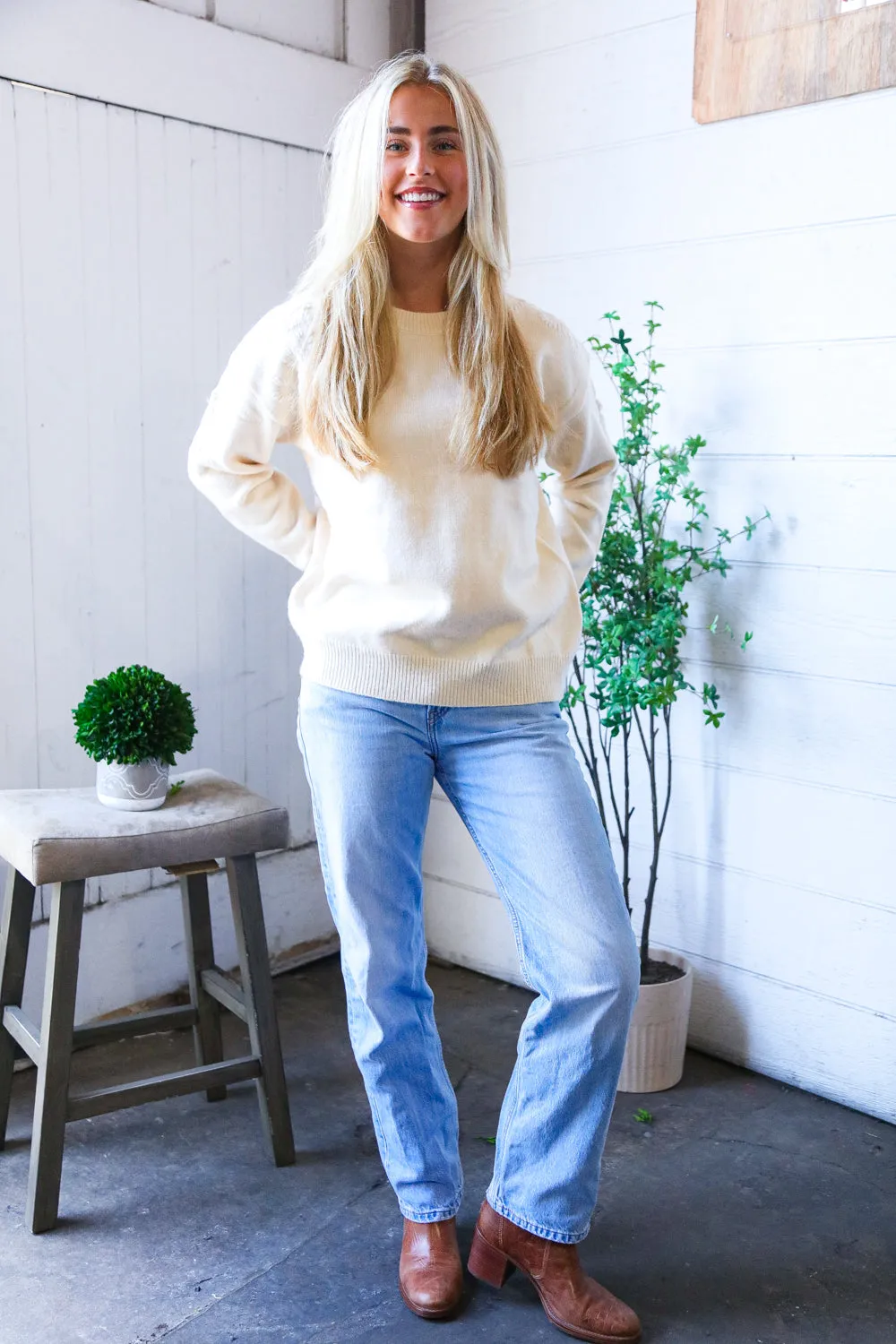 Mellow Musings Taupe Embroidered Sweater sold by Charming Charlie product image thumbnail 2