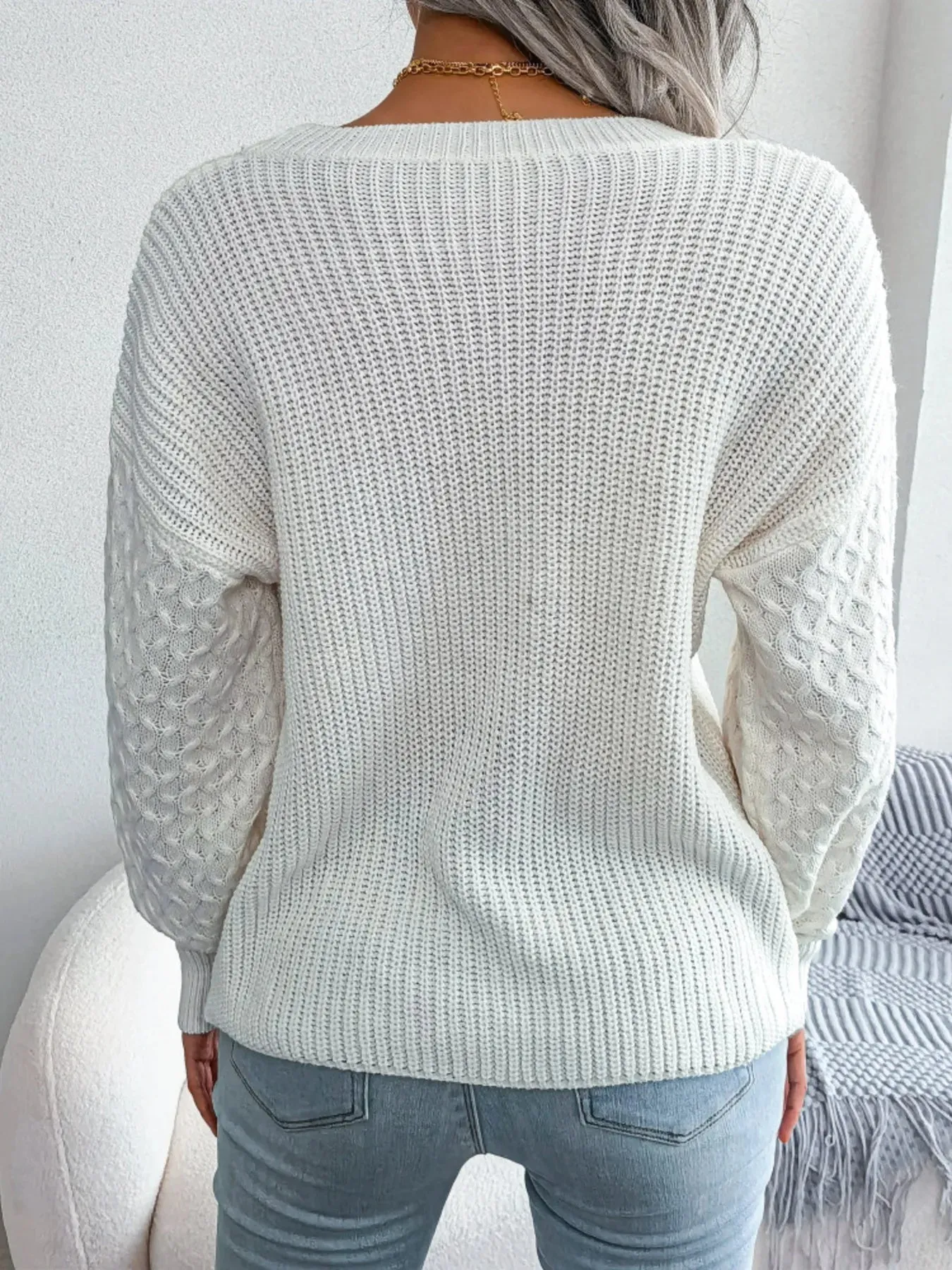 Round Neck Long Sleeve Sweater sold by Charming Charlie product image thumbnail 3