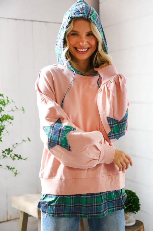 One Starry Night Flannel Hoodie with Elbow Detail sold by Charming Charlie